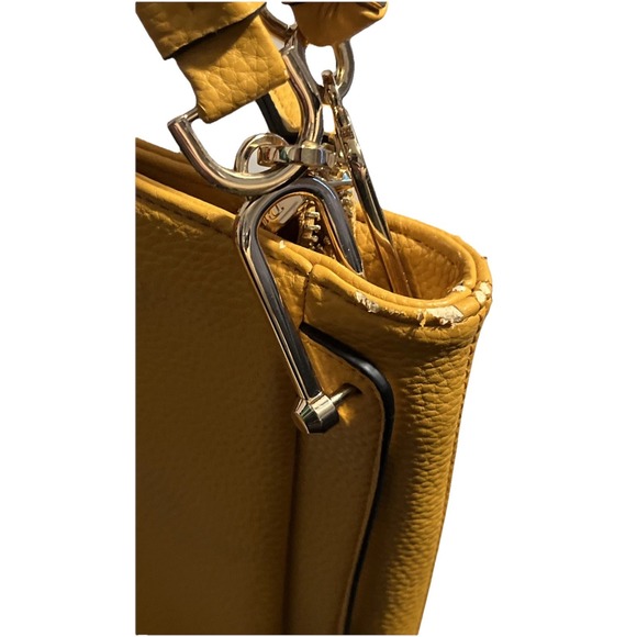 Dune London Yellow Pebbled Faux Leather‎ Shoulder Bag Gold Hardware Tassel Charm - Picture 5 of 16
